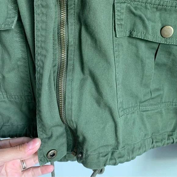 Blu Pepper Utility Jacket Drawstring Waist Zip Up Coat With Hood - Picture 3 of 6